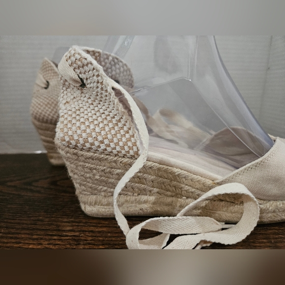 NWOT Soludos Cream Espadrille Wedges with Ankle Strap (2) - Picture 3 of 9